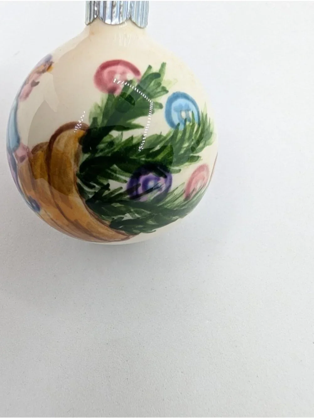 Shiny Brite USA 1981 Suzi Long Ceramic Christmas Ornament Handpainted 2”